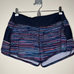 ATHLETA Multicolor Space Dye Stripe Atheleisure Lined Pockets Shorts
